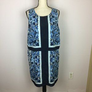 Michael Kors Marina Dress Sz 12 Womans Blue Paisley Layered Sleeveless MSRP $200